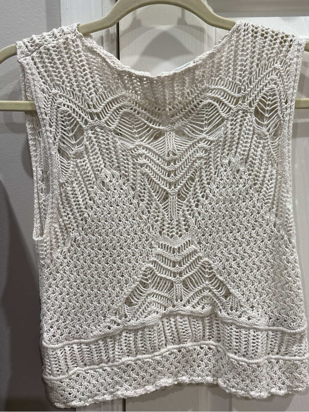 Abercrombie & Fitch Cream Open-Knit Crochet Top